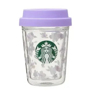 STARBUCKS SAKURA 2025 TAZA DE VIDRIO RESISTENTE AL CALOR CON DOBLE PARED 296ML