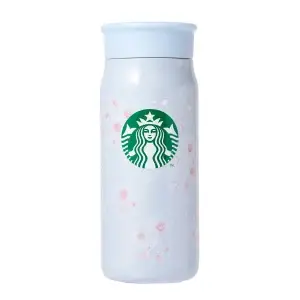 STARBUCKS SAKURA 2025 BOTELLA DE ACERO INOXIDABLE AZUL PÁLIDO IRIDISCENTE 355ML