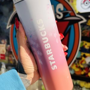 –         STARBUCKS SAKURA 2025 BOTELLA DE ACERO INOXIDABLE GRADIENTE NARANJA 473ML + LUCKY BAG