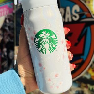 –         STARBUCKS SAKURA 2025 BOTELLA DE ACERO INOXIDABLE AZUL PÁLIDO IRIDISCENTE 355ML + LUCKY BAG