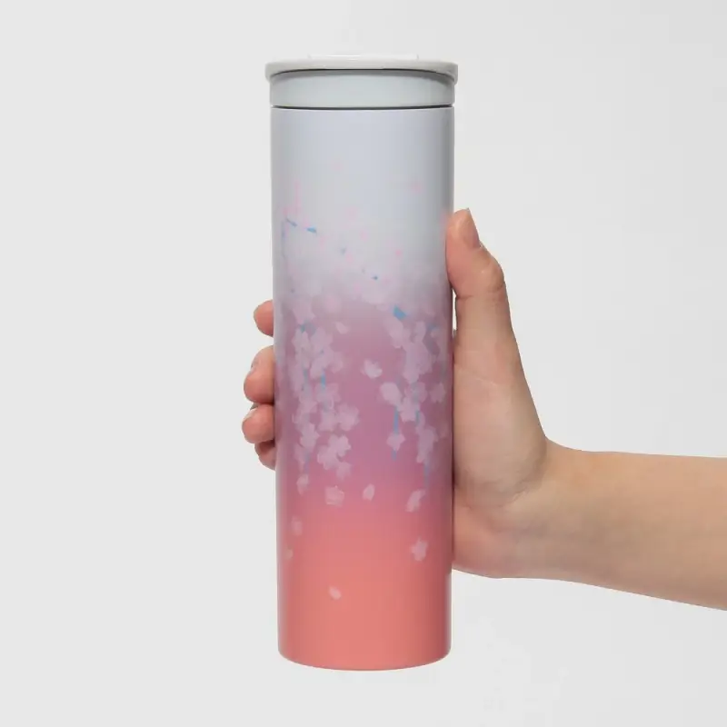 STARBUCKS SAKURA 2025 BOTELLA DE ACERO INOXIDABLE GRADIENTE NARANJA 473ML