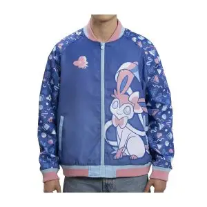 THEVOLTAGE.CL POKEMON CENTER VESTUARIO CHAQUETA BOMBER EEVEE EVOLUTIONS SYLVEON TALLA XL